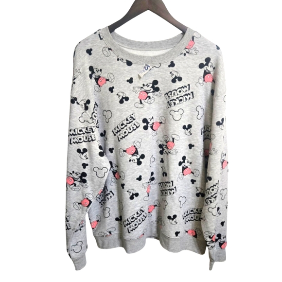 Disney Mickey Mouse Gray Black Pink  Sweater Women's Size 3X NWT - Picture 1 of 4